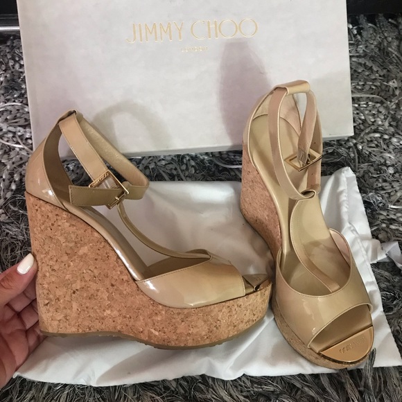 Jimmy Choo T strap Wedge Sandals - Picture 2 of 8